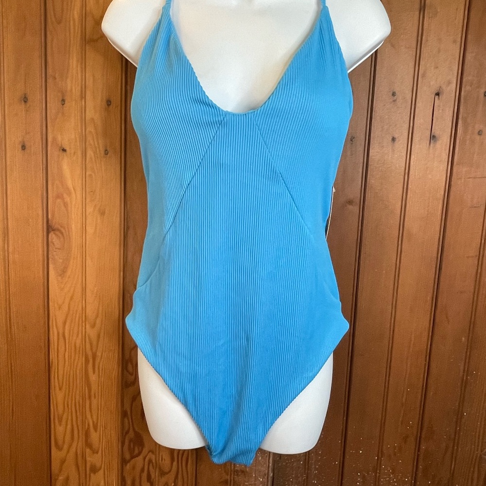 Soho Vibrant Blue Ribbed Swimsuit